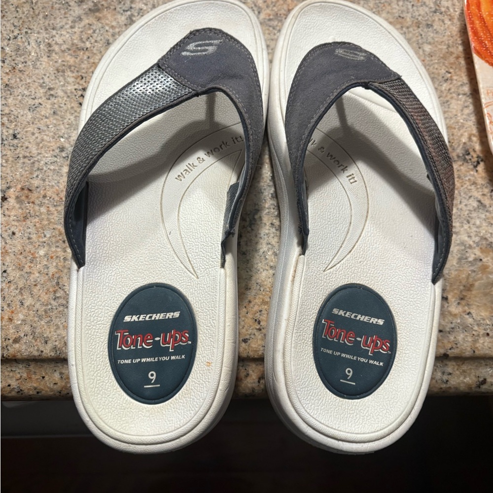 Skechers Tone-ups Black and Gray Sandals